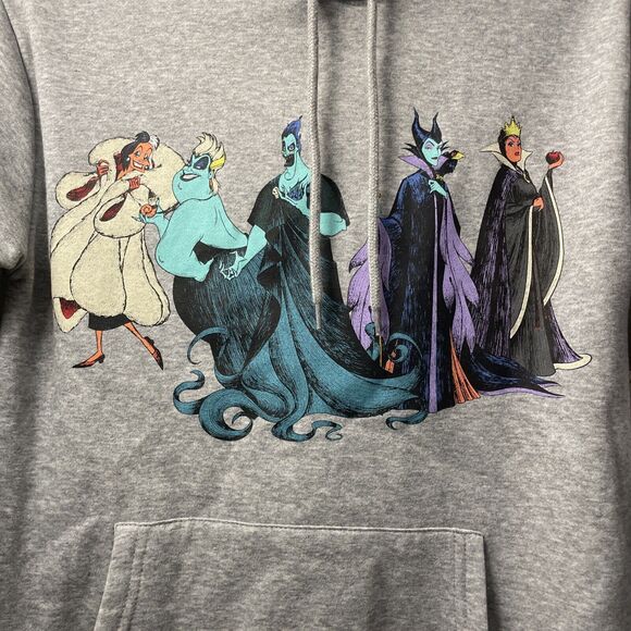New With Tags Women’s Disney Villains Gray Graphic Hoodie XXS - Picture 2 of 7